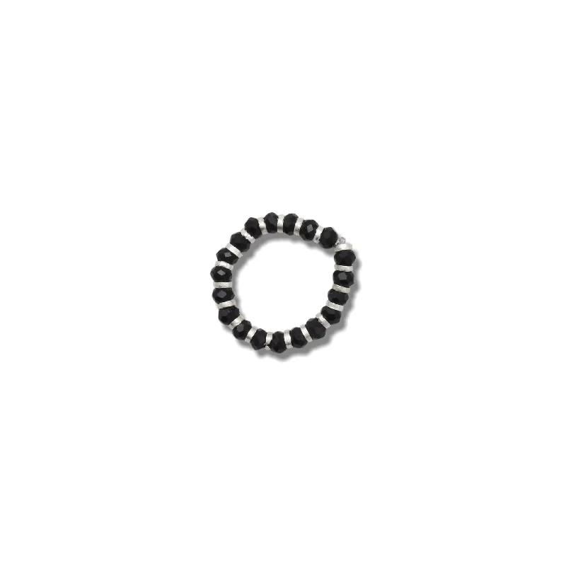 Jewelry Sale Bonanza – Grab Your Sparkle Now Silver Black Beads Chain Ring