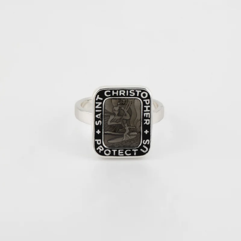 Seasonal Jewelry Sale – Upgrade Your Collection St. Christopher Rectangle Ring - Black / Black Seasonal Jewelry Sale – Upgrade Your Collection St. Christopher Rectangle Ring - Black / Black