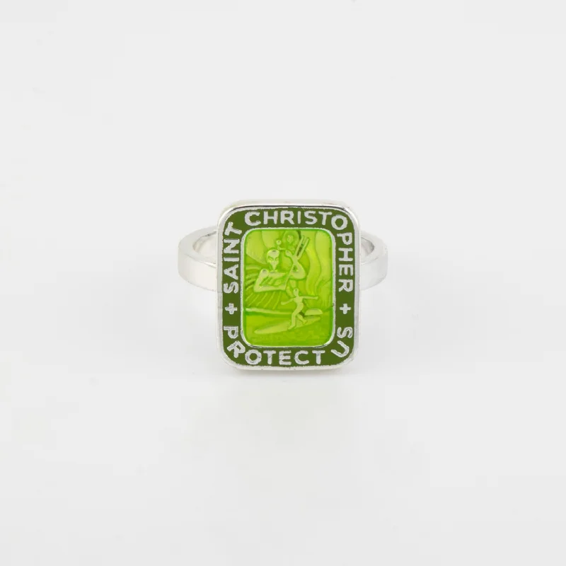 Affordable Elegance – Premium Jewelry At Special Prices St. Christopher Rectangle Ring - Green / Green Affordable Elegance – Premium Jewelry At Special Prices St. Christopher Rectangle Ring - Green / Green