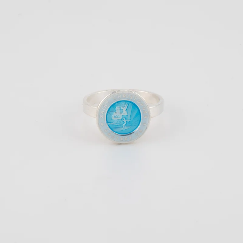 Exclusive Jewelry Sale – Grab Timeless Pieces Now St. Christopher Ring Aqua / White