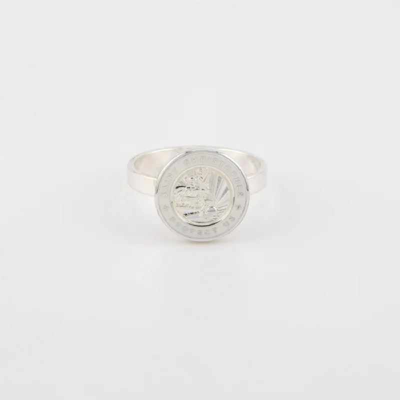 Limited-Time Jewelry Discounts – Shine Without The Splurge St. Christopher Ring Silver / White Limited-Time Jewelry Discounts – Shine Without The Splurge St. Christopher Ring Silver / White