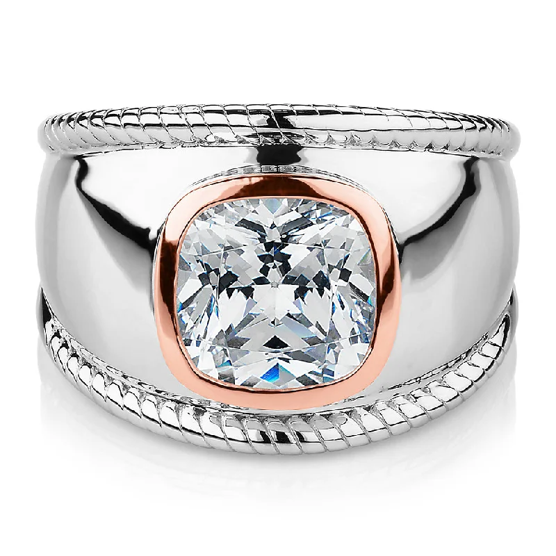 Fashion-Forward Jewelry At Incredible Prices Synergy dress ring with 2.43 carats* of diamond simulants in 10 carat rose gold and sterling silver