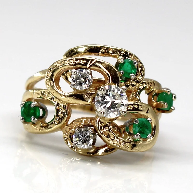 Shop Stylish Jewelry Now And Save Big Textured Diamond & Emerald Ring | 0.40ctw | 0.20ctw | SZ 6 | Shop Stylish Jewelry Now And Save Big Textured Diamond & Emerald Ring | 0.40ctw | 0.20ctw | SZ 6 |