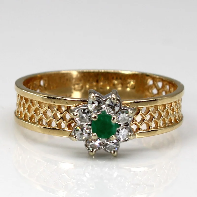 Flash Sale On Exquisite Jewelry – Don't Miss Out Textured Emerald & Diamond Cocktail Ring | 0.02ct | 0.08ctw | SZ 7 | Flash Sale On Exquisite Jewelry – Don't Miss Out Textured Emerald & Diamond Cocktail Ring | 0.02ct | 0.08ctw | SZ 7 |