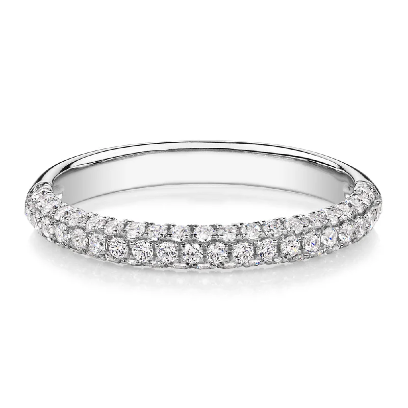 Chic, Trendy, And Affordable Jewelry Sale Wedding or eternity band with 0.43 carats* of diamond simulants in 10 carat white gold Chic, Trendy, And Affordable Jewelry Sale Wedding or eternity band with 0.43 carats* of diamond simulants in 10 carat white gold