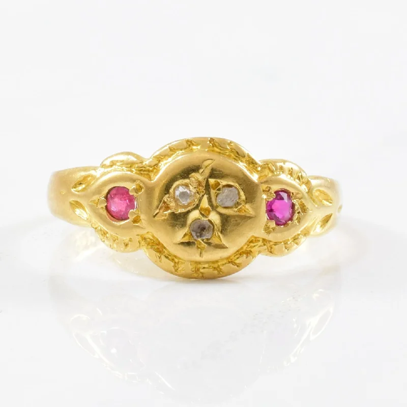 Glamorous Jewelry, Glamorous Deals – Shop Now Victorian Ruby & Diamond Ring | 0.07ctw | SZ 5.25 |