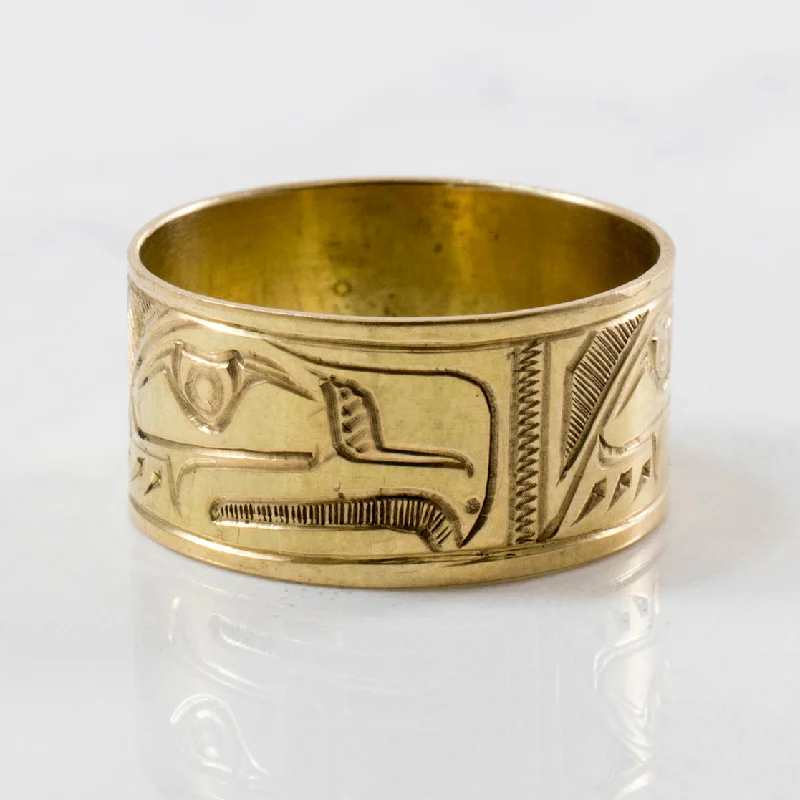 Elegant Jewelry Pieces At Unbelievable Prices Indigenous Eagle Art Gold Band | SZ 5.75 |