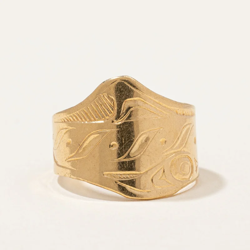 Don't Miss Our Biggest Jewelry Sale Of The Season Clarence Mills' Indigenous Fish Art Tapered Ring | SZ 6.5 |