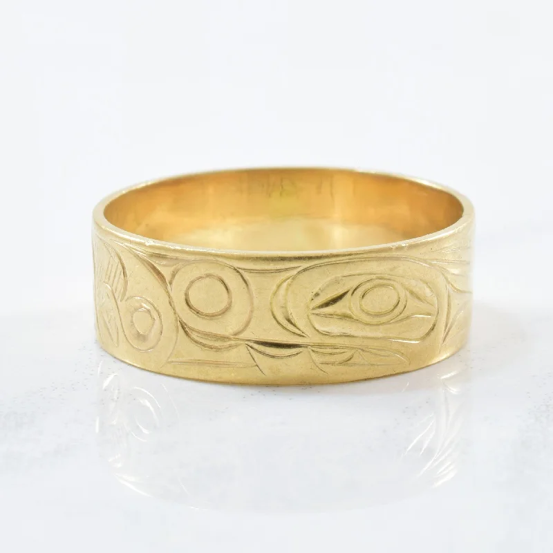 Make Your Outfit Shine With Discounted Jewelry Haida Wolf Art Gold Band | SZ 7 |