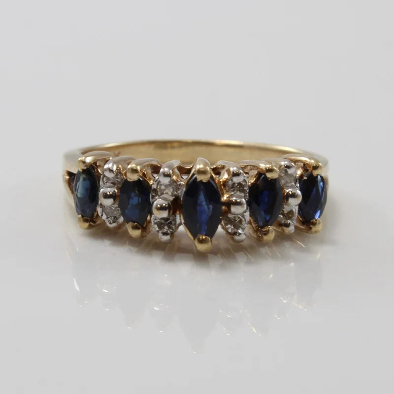 Limited-Time Jewelry Sale – Elegant Styles At Less Alternating Blue Sapphire & Diamond Ring | 0.40ctw, 0.08ctw | SZ 6 |