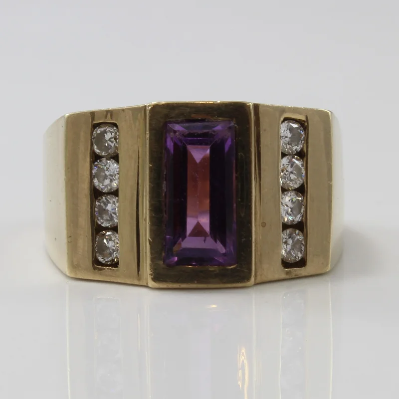 Unique Jewelry Designs Now At Discounted Rates Step Cut Amethyst & Diamond Ring | 1.30ct, 0.32ctw | SZ 9.5 |