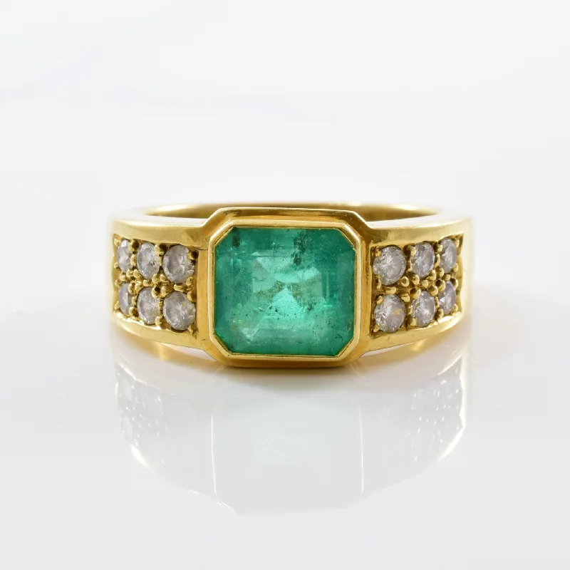 Limited-Time Offer On Premium Jewelry Collections Bezel Set Emerald & Diamond Ring | 0.36 ctw SZ 5.5 |