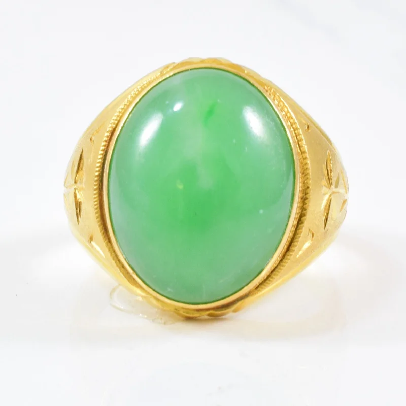 Jewelry Clearance Event – Last Chance For Stunning Deals Bezel Set Jadeite Ring | 14.50ct | SZ 9.5 |