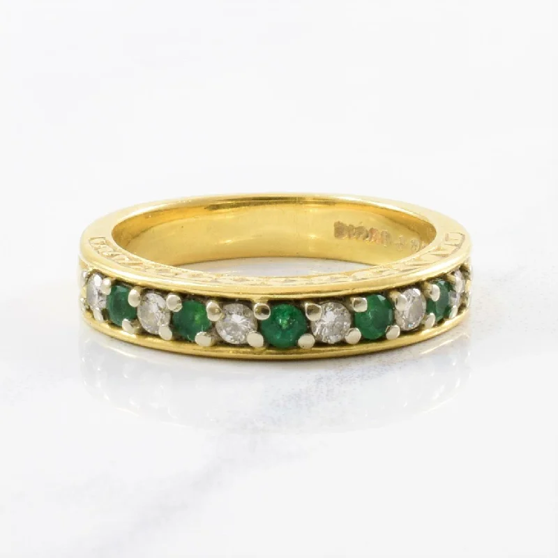 Discounted Luxury Jewelry – Shine Without The Splurge 'Birks' Diamond & Emerald Band | 0.21ctw, 0.15ctw | SZ 4.75 |