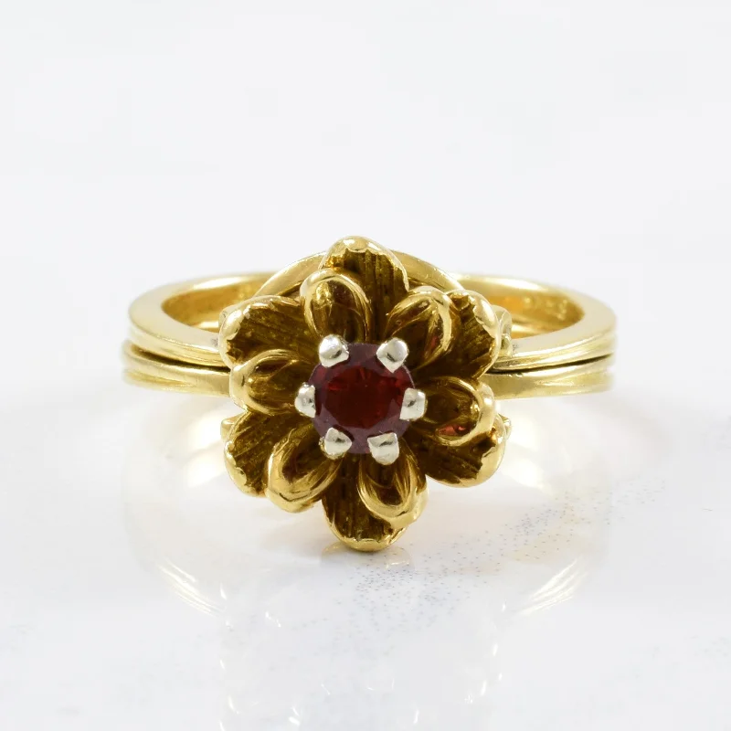 Your Dream Jewelry At Dream Prices Birks' Floral Garnet Ring Circa 1950s | 0.20ct | SZ 4.75 |