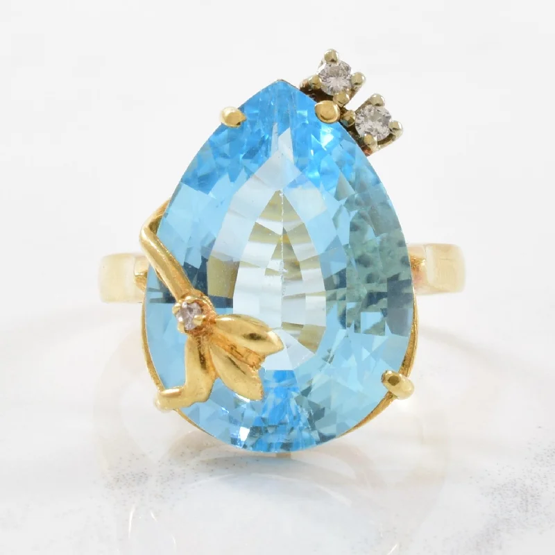 Jewelry Clearance Event – Stock Up Before It's Over Blue Topaz & Diamond Cocktail Ring | 0.05ctw, 16.00ct | SZ 5.75 |