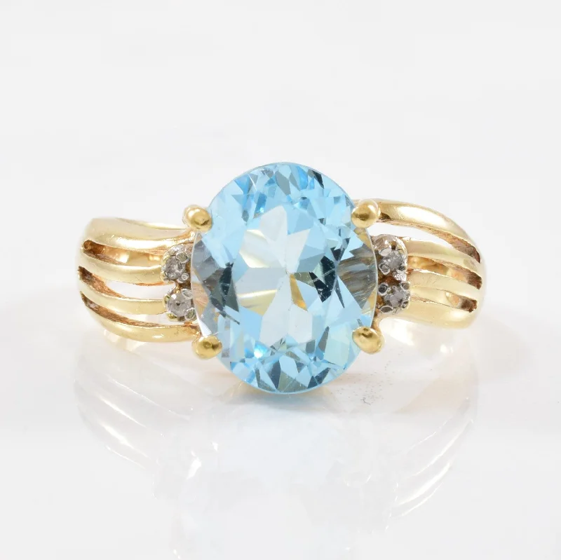 The Ultimate Jewelry Sale – Shop Premium Styles Blue Topaz & Diamond Bypass Wave Ring | 0.02ctw, 4.50ct | SZ 7.75 |