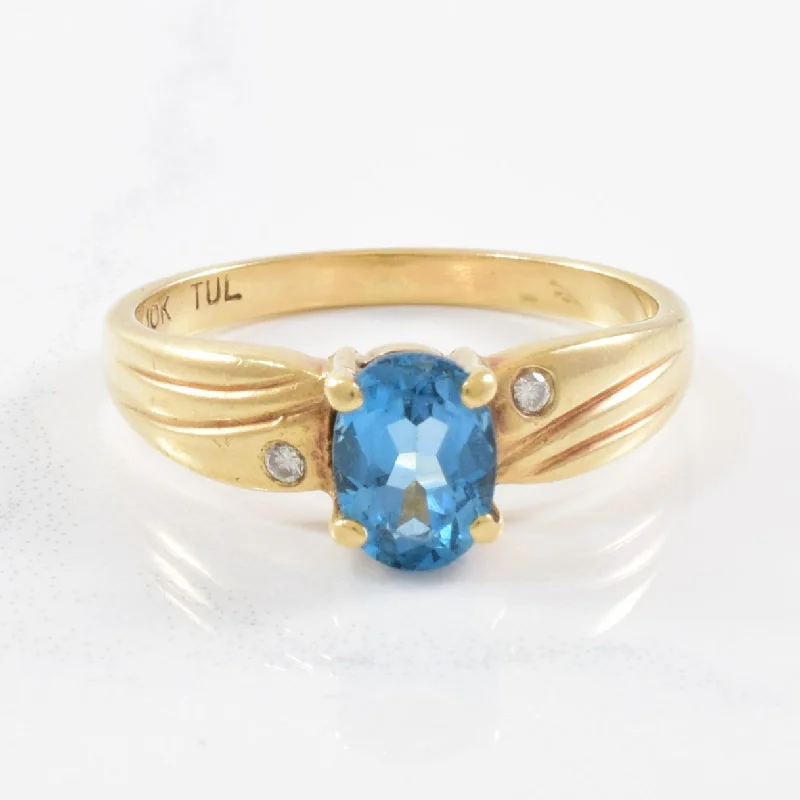 Sparkle For Less – Shop Jewelry Deals Now Blue Topaz & Diamond Twist Ring | 0.02ctw, 0.80ct | SZ 7 |