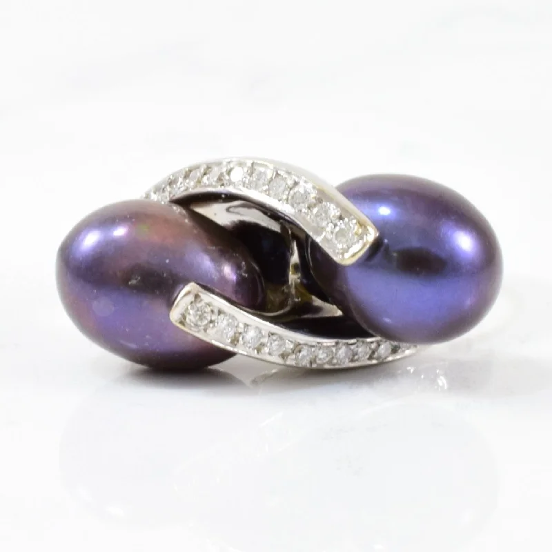 Chic And Stylish Jewelry At Discounted Prices Bypass Diamond & Black Pearl Ring | 0.20ctw, 14.25ctw | SZ 7 |