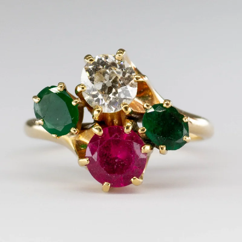 Special Deals On Handcrafted And Designer Jewelry Custom Retro Multi Gem Ring | 0.68ct, 0.50ctw, 0.90ct | SZ 6.5 |