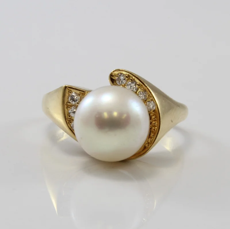 Seasonal Jewelry Sale – Upgrade Your Collection Bypass Pearl & Diamond Ring | 4.65ct, 0.06ctw | SZ 4.75 |