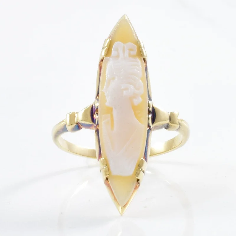 Best-Selling Jewelry Styles Now At Exclusive Discounts Early 1900s Cameo Navette Ring | 2.50ct | SZ 6.25 |