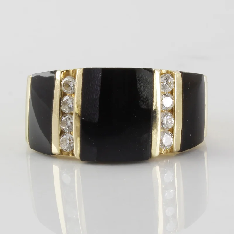 Seasonal Jewelry Sale – Upgrade Your Style Today Channel Set Onyx & Diamond Ring | 0.30ctw, 3.00ctw | SZ 8.5 |