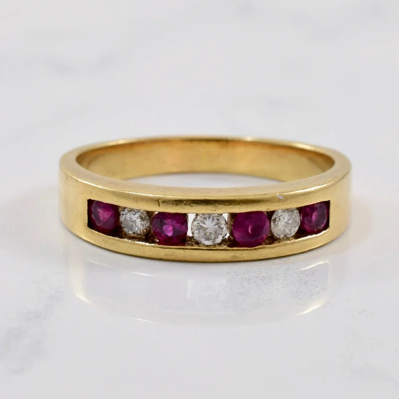 Celebrate Every Occasion With Sparkling Savings Channel Set Diamond & Ruby Band | 0.15ctw, 0.24ctw | SZ 7.75 |