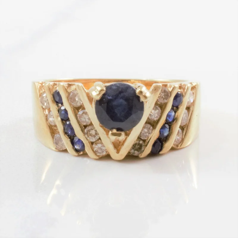 Bestselling Jewelry At Special Promotional Rates Channel Set Diamond & Sapphire Ring | 0.28ctw, 0.94ctw | SZ 5.25 |