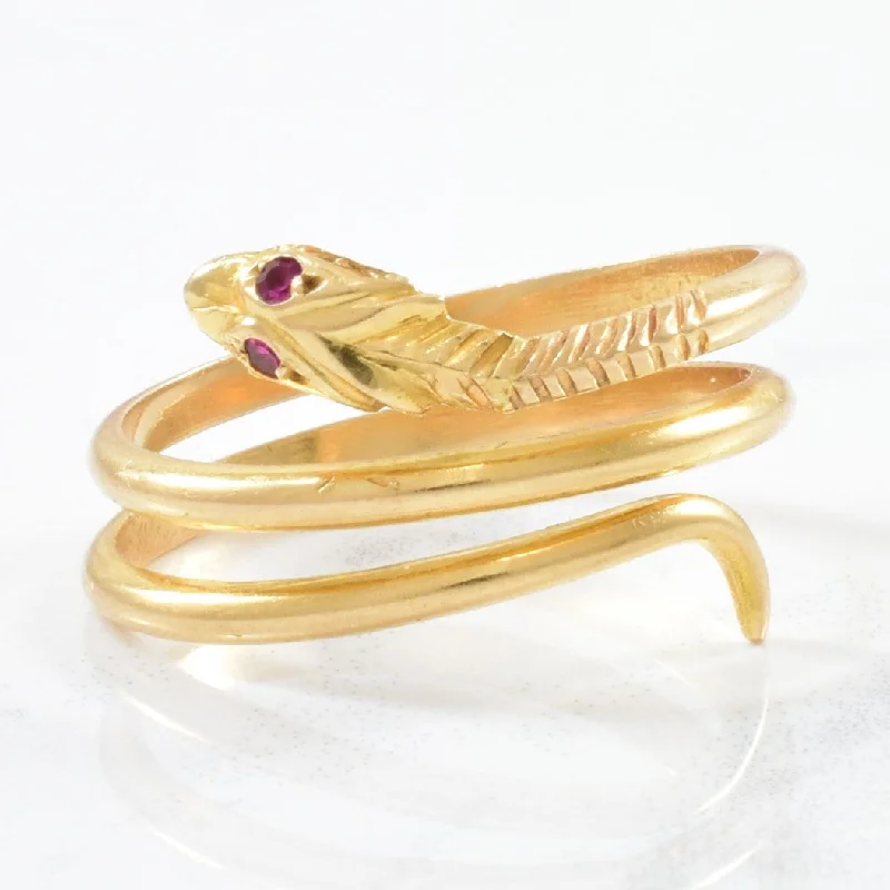 Exclusive Gemstone Jewelry At Special Prices Coiled Ruby Snake Ring | 0.02ctw | SZ 6.5 |