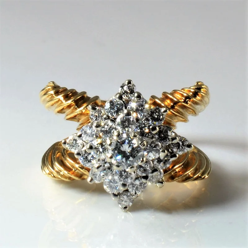 Jewelry Clearance Sale – Final Reductions Crossover Cluster Ring | 1.04ctw | SZ 5.75 |