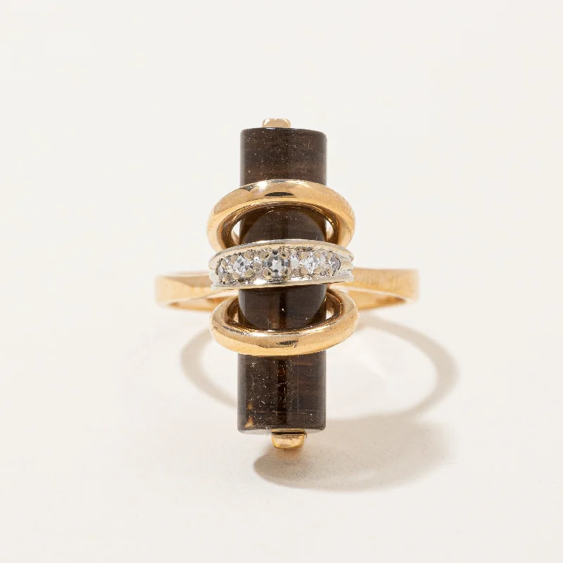 Don't Miss Out On Jaw-Dropping Jewelry Discounts Smoky Quartz & Diamond Accent Cocktail Ring | 0.05ctw, 5.50ct | SZ 7 |