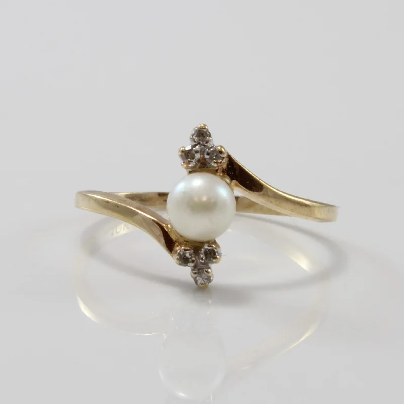 Luxury Jewelry Sale – Sparkle For Less Pearl & Diamond Bypass Ring | 0.80ct, 0.02ctw | SZ 6.75 |