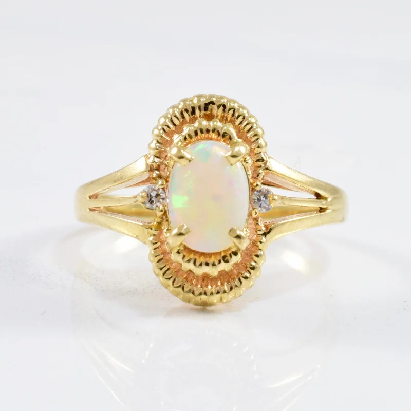 Unique Jewelry For Less – Shop The Sale Now Split Shank Opal & Diamond Ring | 0.03ctw, 0.35ct | SZ 7.25 |