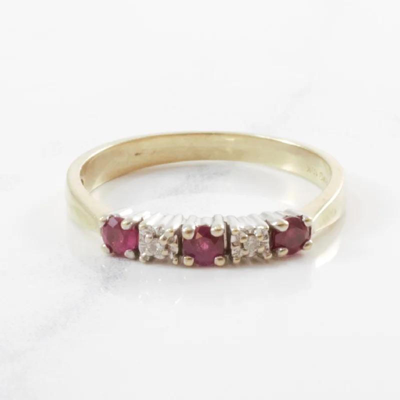 Luxury Jewelry At Unbeatable Discounts Alternating Diamond & Ruby Ring | 0.02ctw, 0.25ctw | SZ 6.25 |