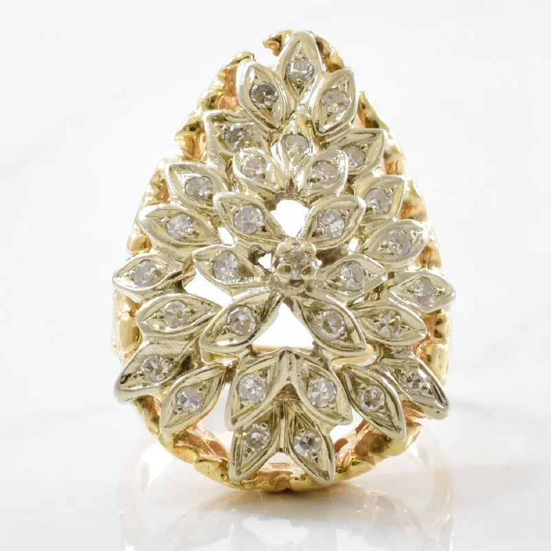 Modern Statement Jewelry For Bold Styling Pear Shaped Diamond Cluster Ring | 0.35ctw | SZ 8.75 |