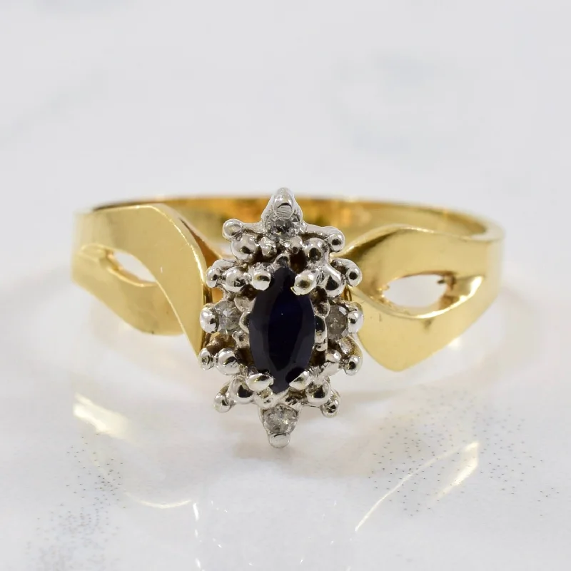 Get The Sparkle You Love At Prices You Adore Diamond Halo Marquise Sapphire Ring | 0.04ctw, 0.08ctw | SZ 6 |