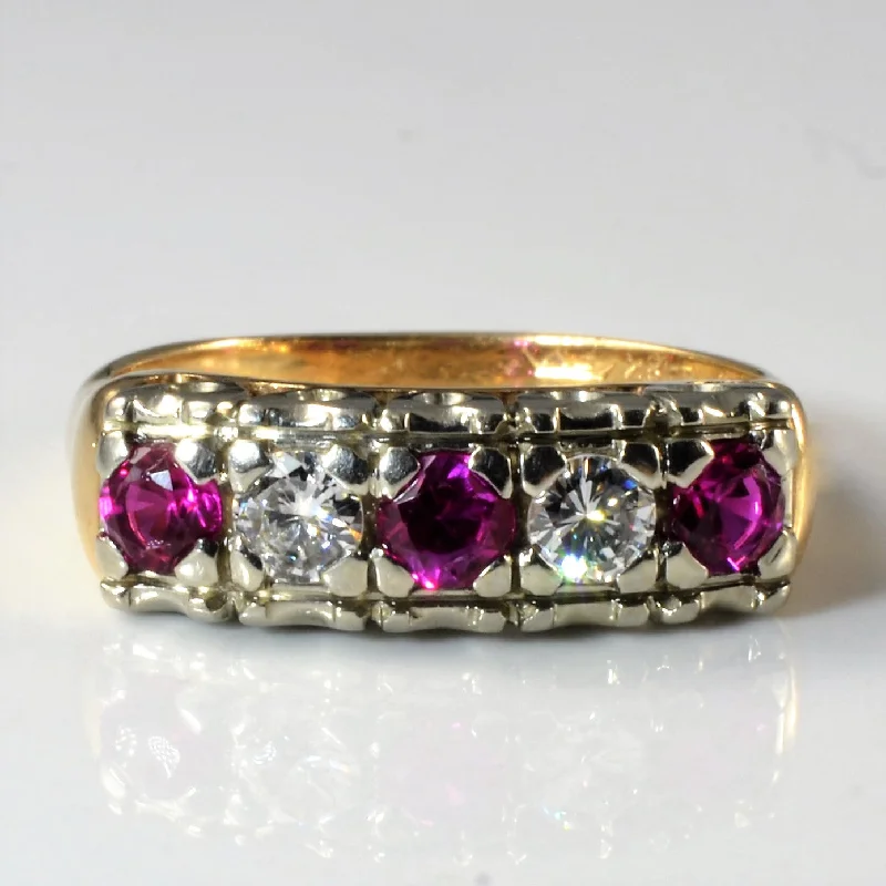 Discounted Luxury Jewelry – Shine Without The Splurge Vintage Canadian Diamond & Synthetic Ruby Ring | 0.32ctw, 0.60ctw | SZ 7.5 |