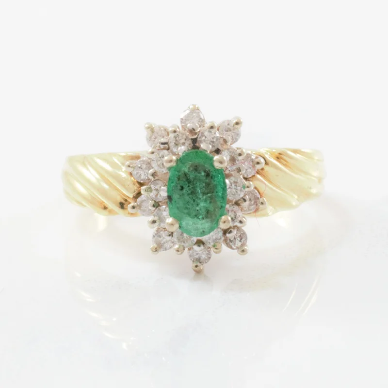 Exclusive Gemstone Jewelry At Special Prices Emerald & Diamond Halo Ring | 0.30ctw, 0.38ct | SZ 5.75 |