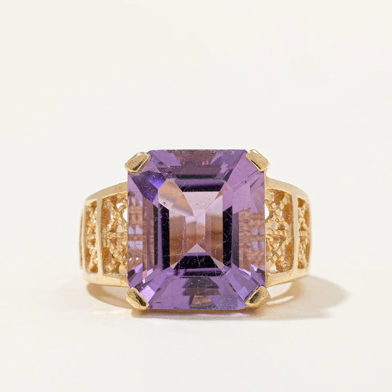 Best-Selling Jewelry Now Available At Special Deals Emerald Cut Amethyst Ring | 10.00ct | SZ 6.5 |