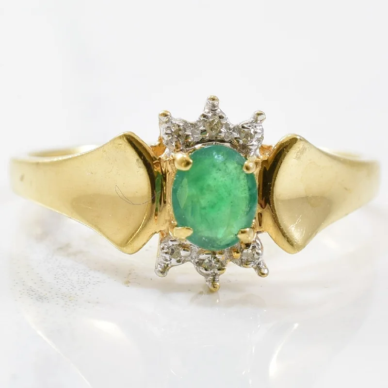 Exclusive Jewelry Sale Event – Shop Now Half Halo Emerald & Diamond Ring | 0.01ctw, 0.35ct | SZ 7 |