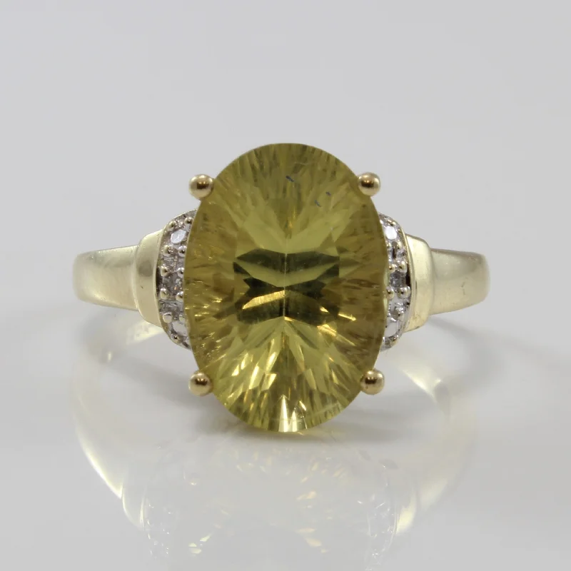 Customized Silver Jewelry For Unique Style Lemon Quartz & Diamond Cocktail Ring | 5.50ct, 0.01ctw | SZ 9.5 |