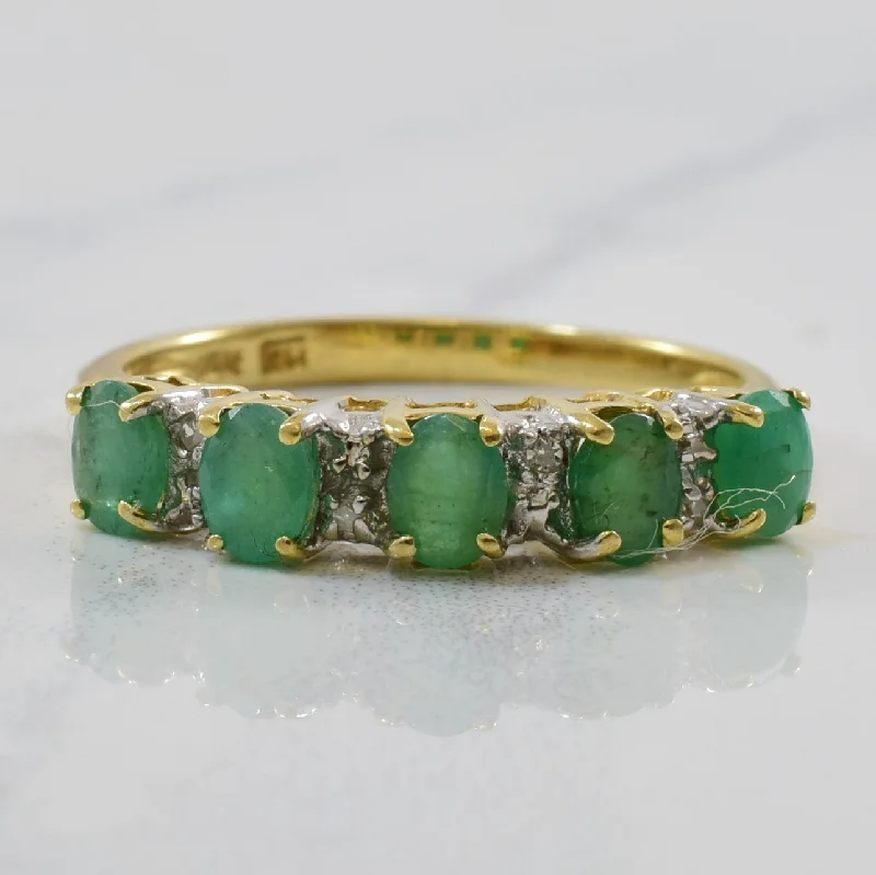 Upgrade Your Collection With Our Limited-Time Jewelry Sale Five Stone Emerald & Diamond Ring | 0.01ctw, 0.75ctw | SZ 6.5 |