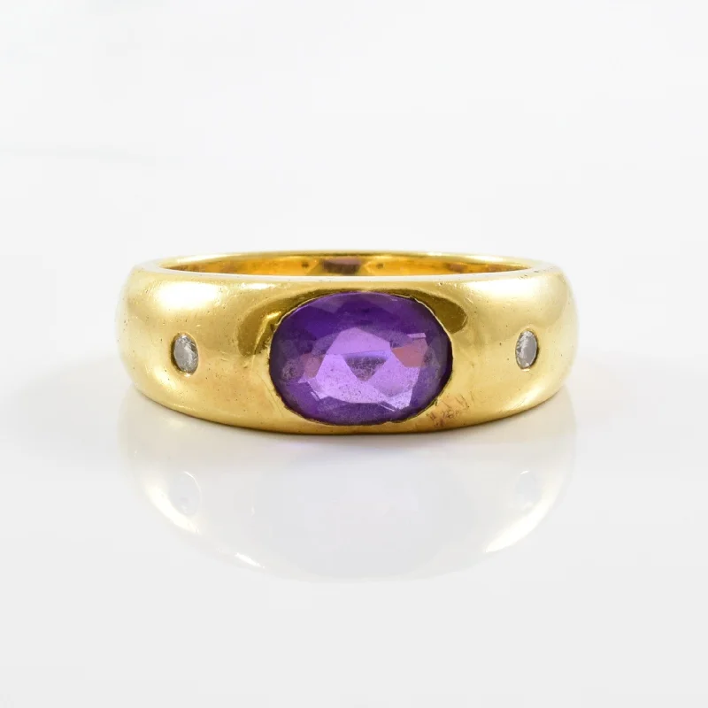 Limited-Stock Jewelry Clearance – Grab Your Favorites Now Flush Set Amethyst & Diamond Ring | 0.04ctw, 1.00ct | SZ 7.5 |