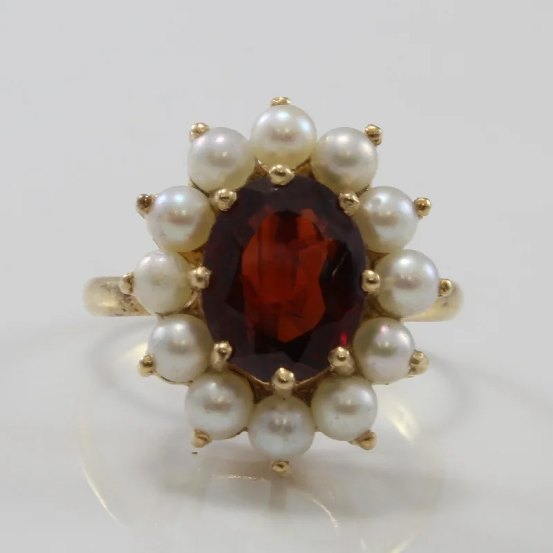 Upgrade Your Collection With Our Limited-Time Jewelry Sale Pearl Halo Garnet Ring | 1.90ct, 2.40ctw | SZ 6 |