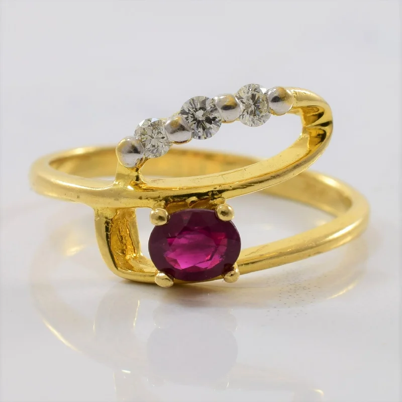 The Ultimate Jewelry Sale – Shop Premium Styles Geometric Ruby & Diamond Bypass Ring | 0.12ctw, 0.33ct | SZ 6.5 |