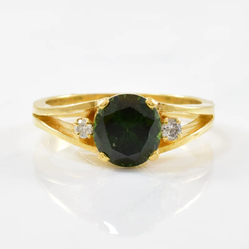 Affordable Elegance – Special Jewelry Sale Now Live Green Zircon & Diamond Ring | 0.08ctw, 2.20ct | SZ 6.75 |