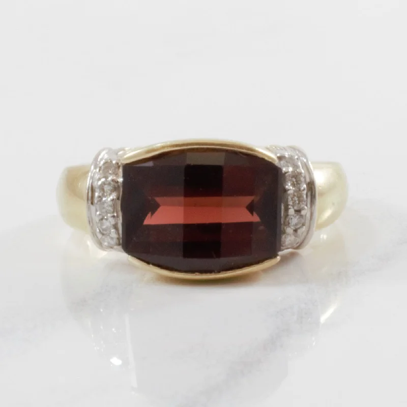 Premium Jewelry Now Available At Special Discounts Semi Bezel Set Garnet & Diamond Ring | 0.10 ctw SZ 6.5 |