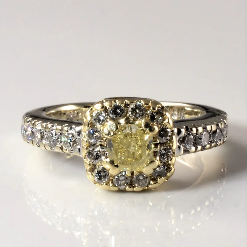 Grab Exquisite Jewelry At The Lowest Prices Fancy Yellow Diamond Engagement Ring | 0.77ctw | SZ 3.5 |