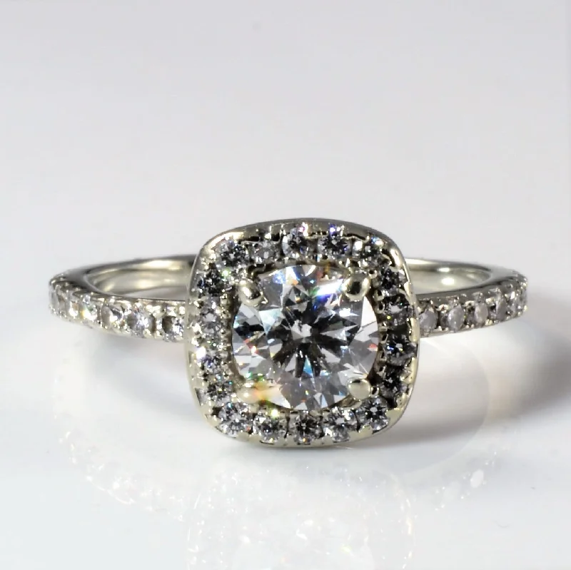 Delicate Crystal Jewelry For Sophisticated Charm Classic Diamond Halo Engagement Ring | 1.31ctw | SZ 7.5 |